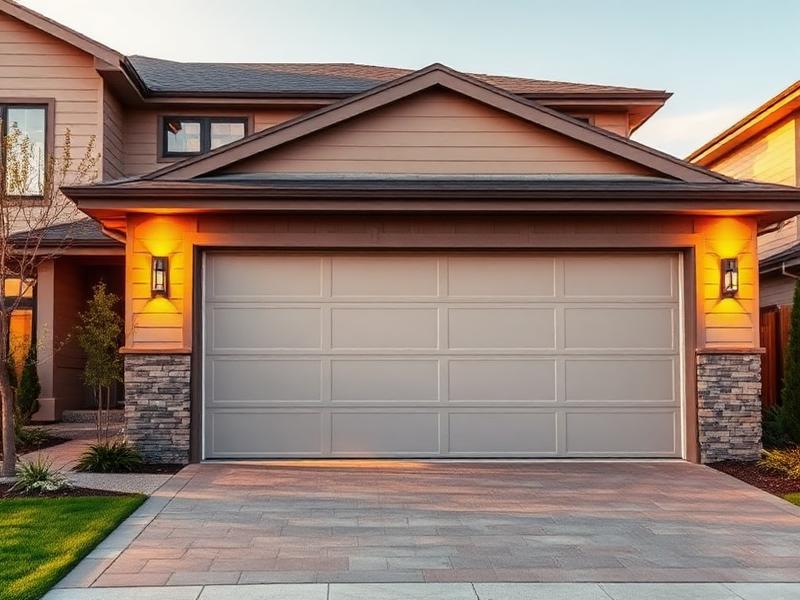 Beautiful modern insulated garage door on luxury home showcasing curb appeal